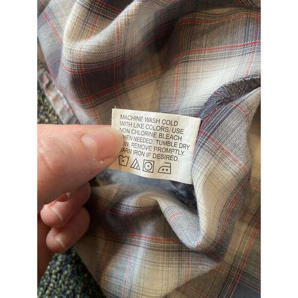 Canyon Guide Outfitters shirt Mens Large Plaid Western Pearl Snap gray red - Picture 10 of 10